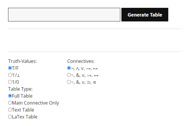 Truth Table Generator : truthtable